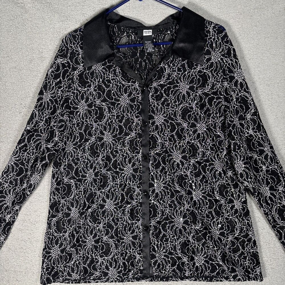 Studio 1940 Top Women’s Size 18/20W Dark Floral Lace Whimsigoth Vamp Witchy Goth